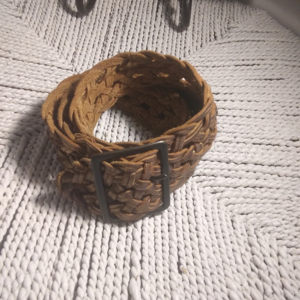 Vintage Style Wide Braided Leather Belt - Picture 2 of 7